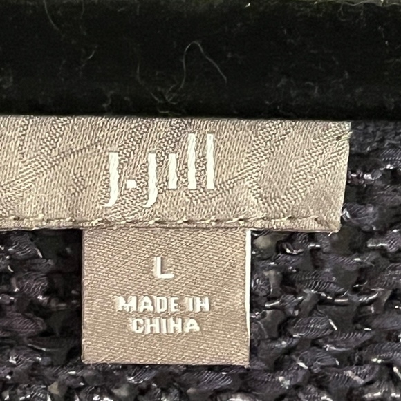 J. Jill  Sweater L Blue Knit Metallic Neutral Cozy Minimalist Preppy Academia - Picture 8 of 15